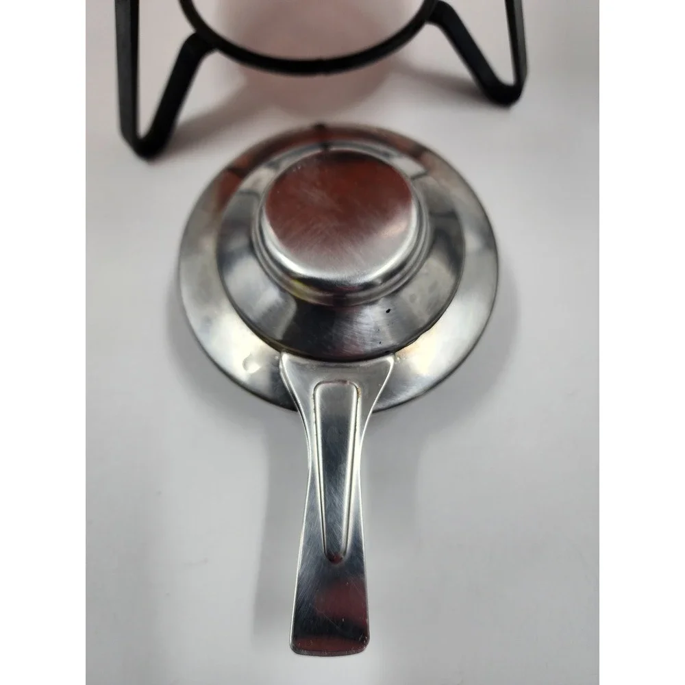 Cathrineholm Lotus Fondue Set Orange White Enamel Mid Century Modern Norway MCM